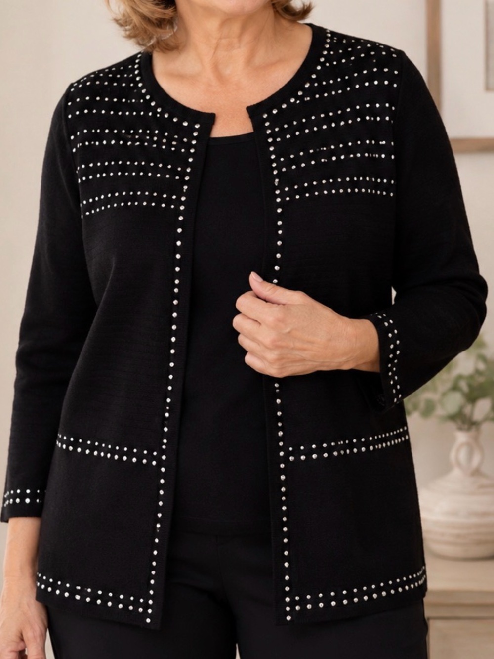 Alfred Dunner Women’s Studded Cardigan Sweater Size XL